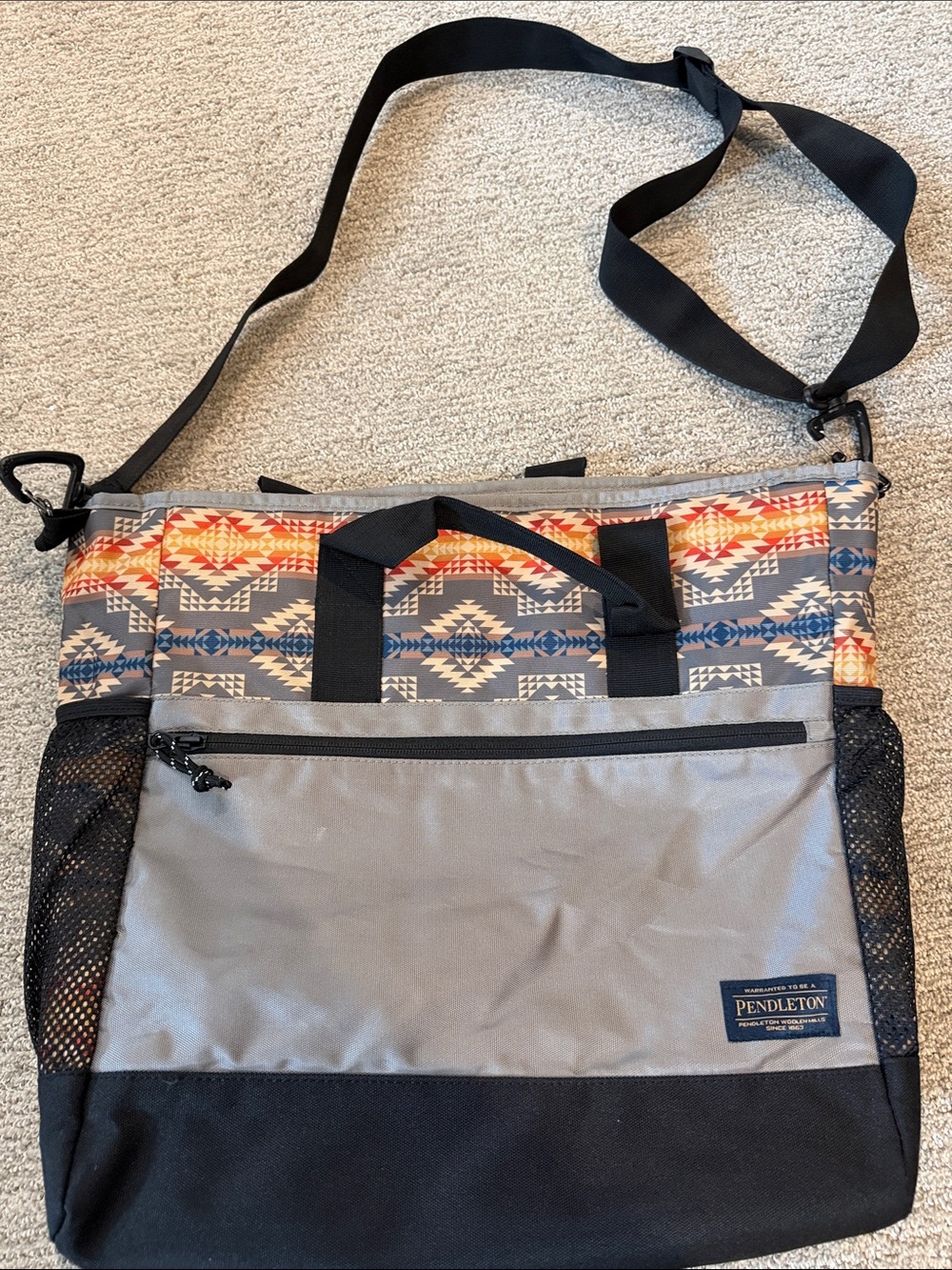Pendleton Gray & Multicolor Pattern Messenger Bag